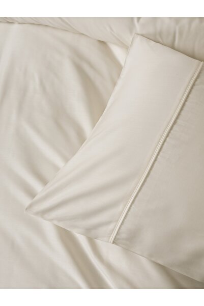 Cotton Box Silky Satin Double Duvet Set Ecru