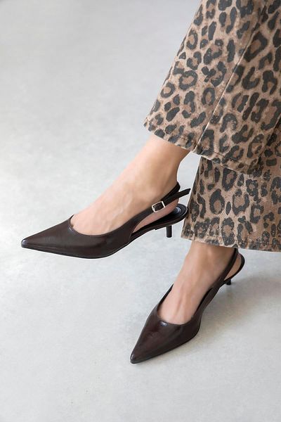 STRASWANS Cuesta Women's Heeled Wrinkled Leather Shoes Brown