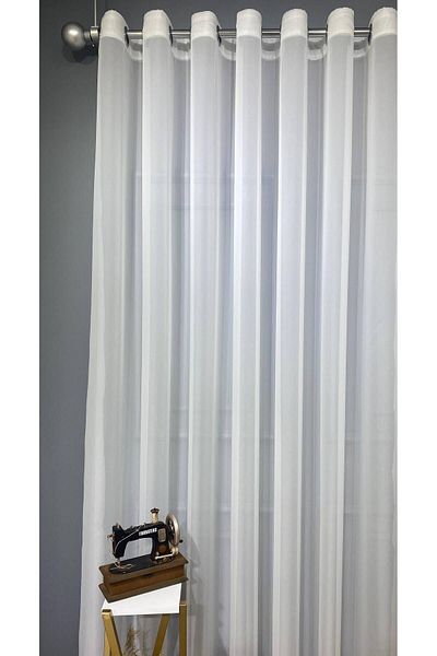 farbateks Crop Simple Modern Rustic Eyelet Tulle Curtain