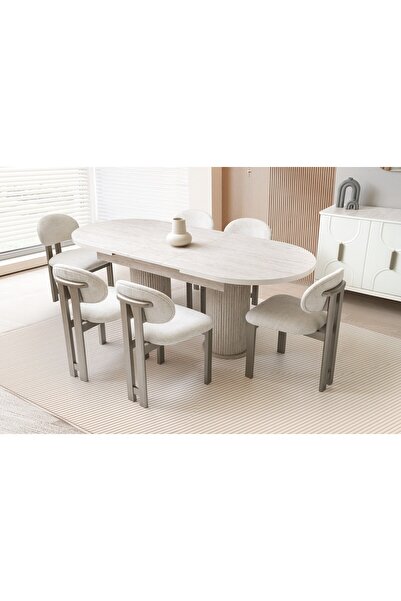 AYDINEV MİLANO AÇILIR MDF MASA+6 SANDALYE