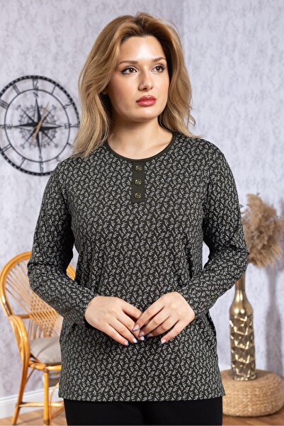 Mutlu City Women's New Model High Quality Round Neck Placket Middle Age Mothe...