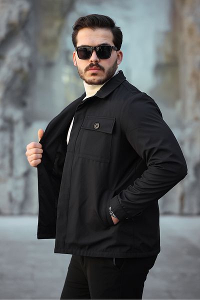 Mero Life Мъжко черно подплатено сезонно яке и палто