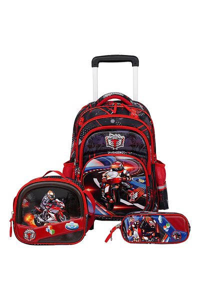 PARAJOHN StarKids Kids Roller Schoolbag 3 Piece Set 18 inch - Red