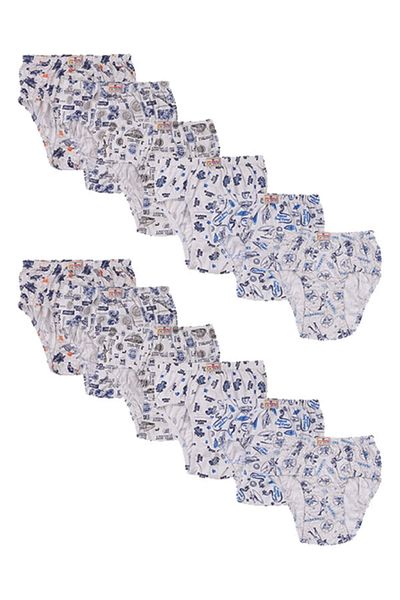 Ceylanoğlu Boy Blue 6-7-8-9-10 Years Multicolored 12 Pack Combed Cotton Mixed Pattern Panties