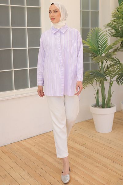 giyze Striped Shirt Lilac 12022
