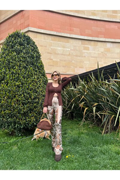 Seja Clara Kum Beji Altın Varak İspanyol Paça Kadın Tayt