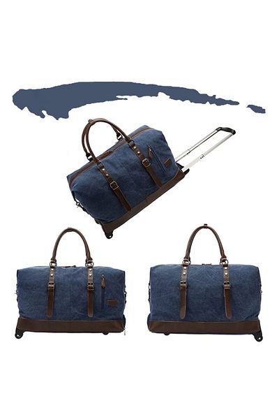 Quasar & Co. Geanta Voiaj, ®, Tip Troler, Duffle, 57x39x25 Cm, ​​Oxford/piele Ecologica, Albastru