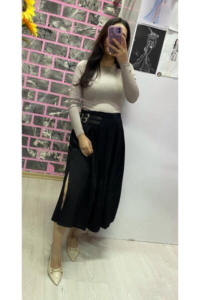 EGELİMODA Belted Midi Length Flared Plaid Skirt