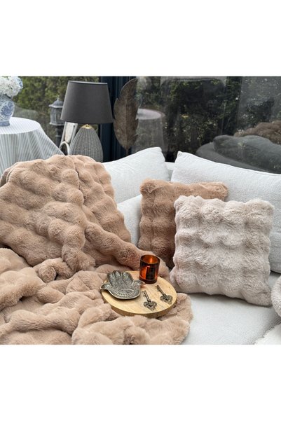 sevaradekor Fetă de pernă de pluș Pernă pufoasă Pernă de pluș pe o singură față 40 x 40 Bubble Plush Pernă pătrată