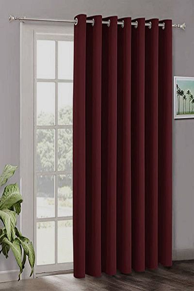 farbateks Burgundy Dark Red Color Rustic Curtain with Eyelet Ring Pipe Ring Decoration Curtain