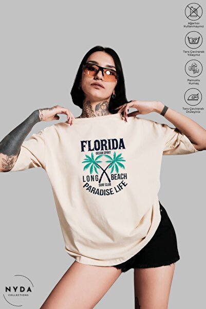 Nyda Collections تي شيرت قطني بأكمام قصيرة وياقة دائرية للجنسين مطبوع عليه فل...