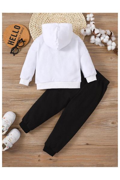 Massgai Set de trening pentru copii unisex Creeper Boom imprimat special din bumbac cu glugă
