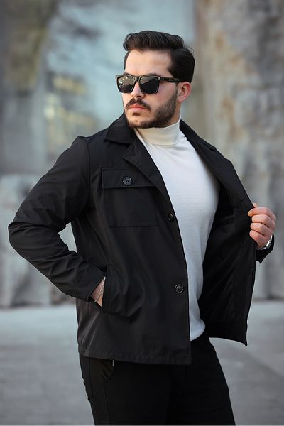 Mero Life Мъжко черно подплатено сезонно яке и палто