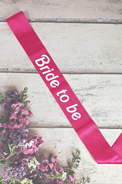 PEKSHOP Bride to Be Sash, White Bachelorette Sash over Fuchsia