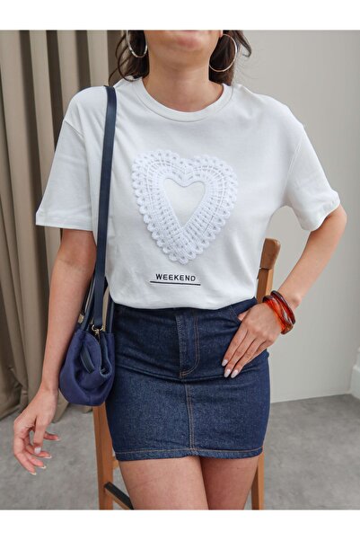 ESRAHELVACI Tricou cu broderie inimă