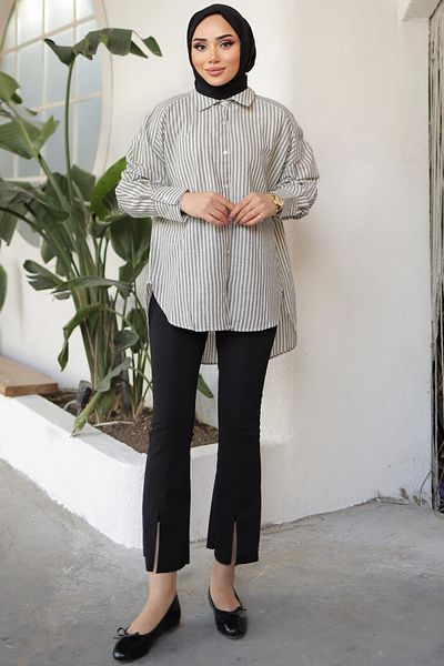 giyze Striped Loose Shirt Black 2050