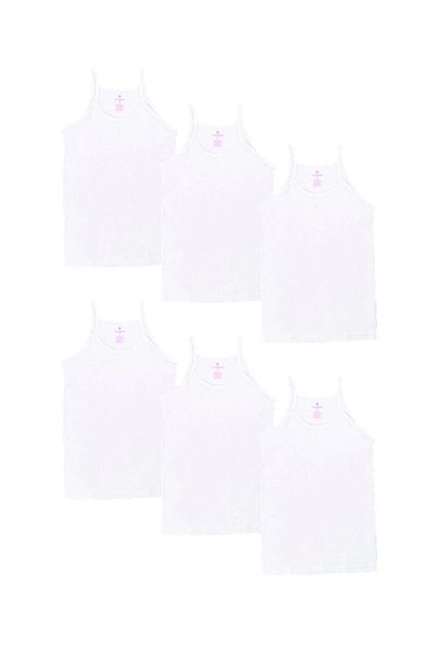 Ceylanoğlu Girl's Ribbed Satin String Strappy Undershirt, Pack of 6