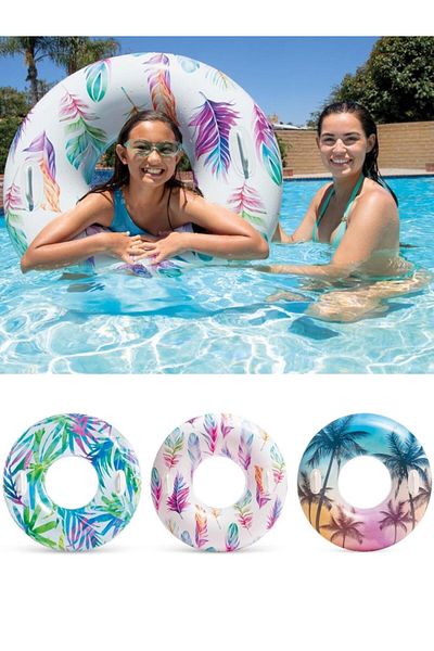 BYCEGU 52630 Patterned Inflatable Sea Pool Ring with Handle 97 cm 9+ Age Product Is One Piecesim,