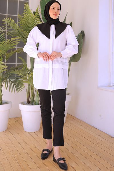 giyze Pointed Collar Shirt White 2068