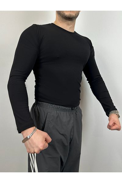 TURAN TACTICS Plain Black Cotton Lycra Long Sleeve Body (Badi)