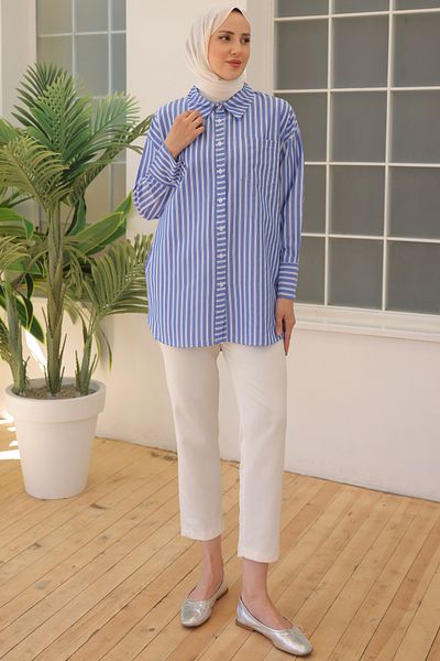 giyze Striped Shirt Navy Blue 12024