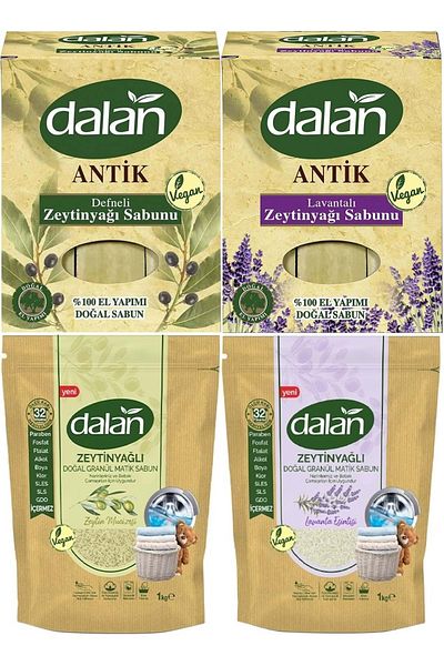 Dalan Ancient Laurel Olive Oil Soap and Granulated Soap Powder 4-Piece Advantage Set