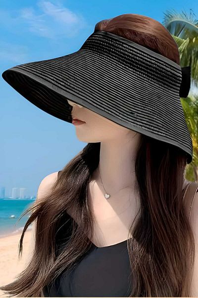Mood Agenda Women's Summer Straw Bow Visor Hat Beach Hat