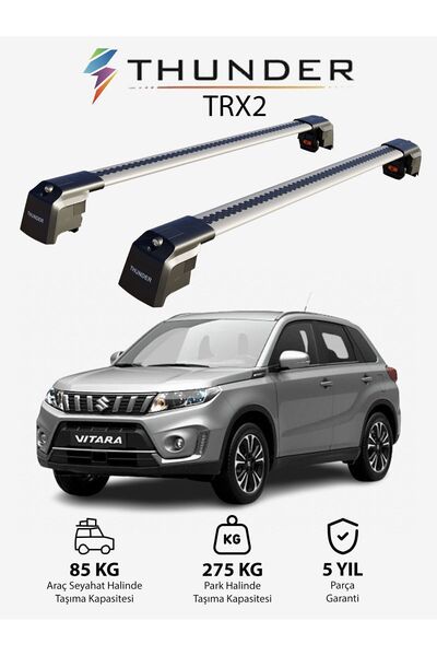 Thunder SUZUKI VITARA 2015-Sonrası TRX2 Thunder Carrier Kilitli Ara Atkı Taşıyıcı Tavan Barı Siyah