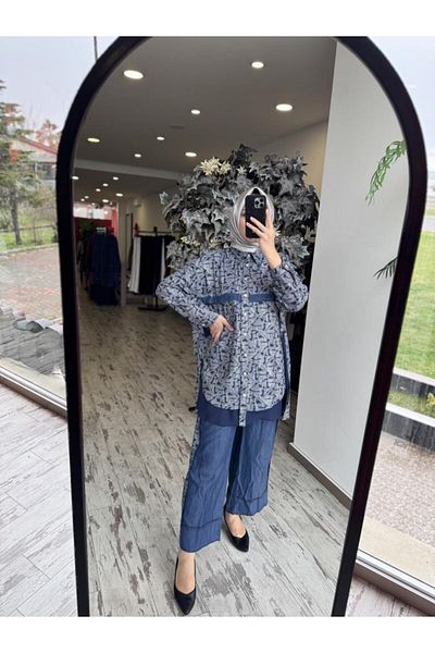 Ghisa Denim Knitted Shirt Pants Suit 4875