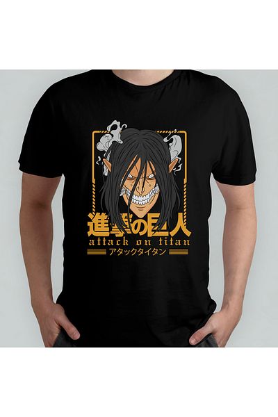 Pixxa Attack On Titan Eren Jaeger_ Unisex 100% Cotton Crew Neck T-Shirt Μοντέλο 8