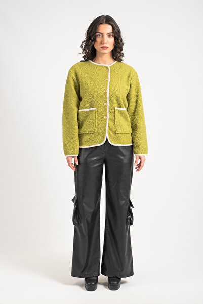 Hatun Atila Jachetă din țesătură cu paste ondulate - verde 7699