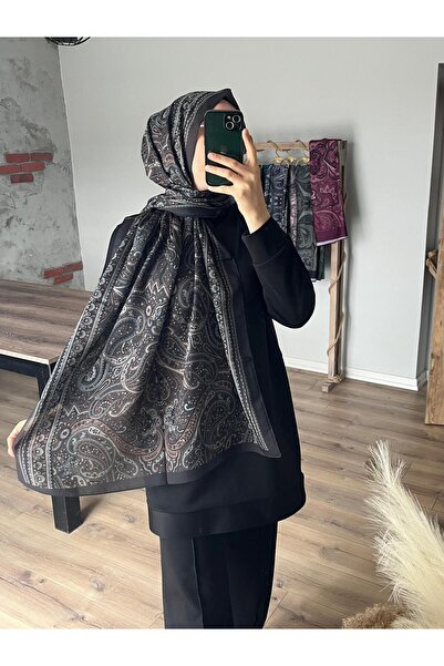 Merwiss Etnik Retro Desen Siyah Şal