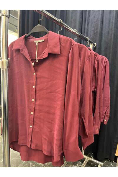 Butik modal kumaş gömlek bordo