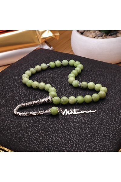 dergah tesbih Custom Signature Designed Jade Stone Rosary for Your Name
