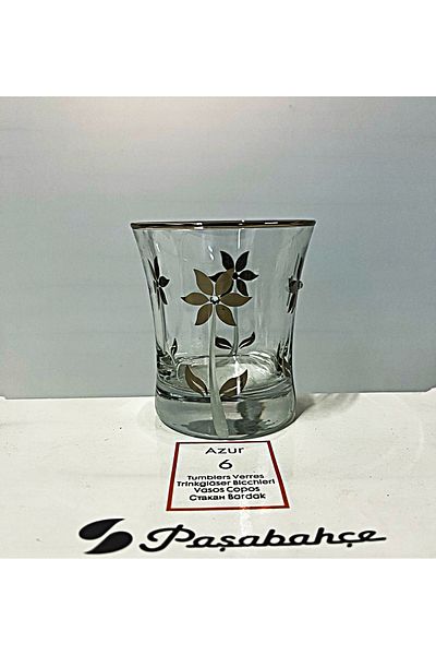 Paşabahçe With Silver Decor 420014   Pasabahce Azur Water Glass 240Cc 6 Pcs
