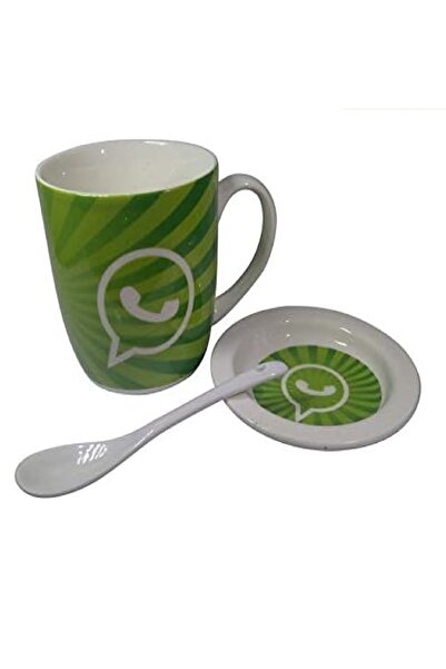 Other كوب بنقش واتس اب مع صحن زجاجي - 250ML