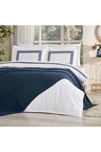 Özdilek Трико Бати Уикерс Синьо двойно сватбено комплект