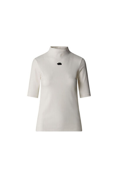 THE NORTH FACE Women's W S/W Mock Neck Slim Tee, White Outdoor T-Shirt