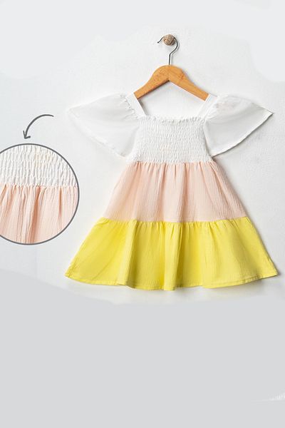 Monila Rochie de vară pentru fete, din bumbac, cu mâneci cu volan