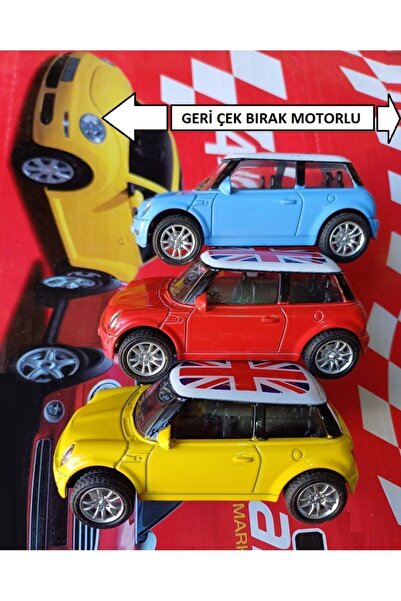 OYUNCAKSAHİLİ Mini Cooper S Diecast Metal Arabalar 3 Adet Birden 8.5cm Çekbır...