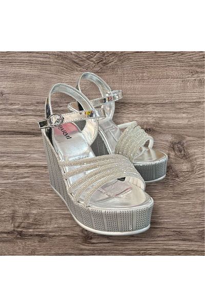 PARMİ Parm Women's Stone Wedge Platform Sole Evening Dress Heel Sandals