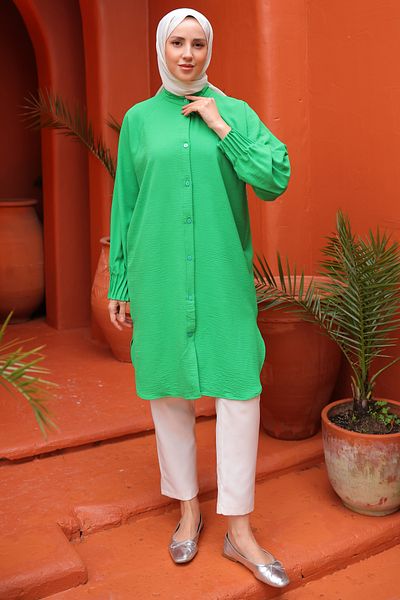 giyze Aerobin Sleeve Ribbed Tunic Green 3657