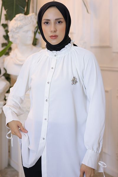 giyze Brooch Shirt Ecru 61639