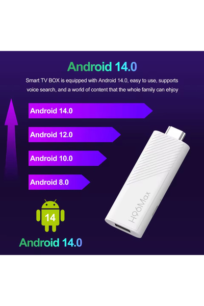 h96max H313 Mini 4k Tv Stick Android 14 Akıllı Kutu 2gb 16gb Wifi6 Google Sesli Komut Netflix