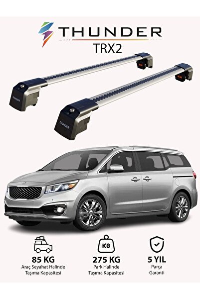 Thunder KIA GRAND CARNIVAL 2015-2020 TRX2 Thunder Carrier Kilitli Ara Atkı Taşıyıcı Tavan Barı Siyah