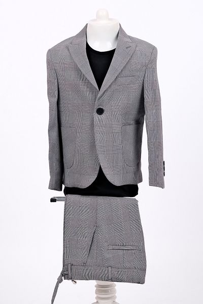 Merdia Kids Boy's Suit Set (Plaid Jacket, T-Shirt and Drawstring Pants)
