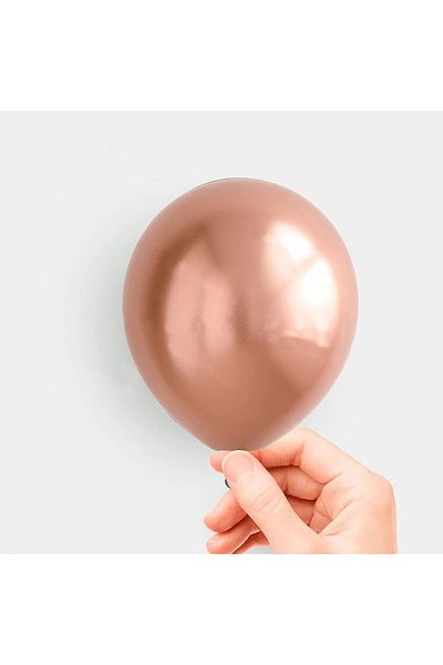 Deniz Party Store 5 Inch Tiny Chrome Balloon 12.5 Cm Diameter 10 Pieces Rose Gold