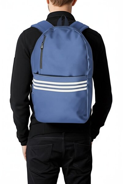 Moda West Unisex Stripe Printed Waterproof Fabric 3 Compartment Daily Bag Multi-Purpose Laptop School Bag