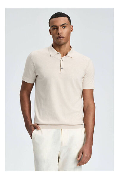 Hemington Kaşmir Pamuk Karışımlı Bej Triko Polo