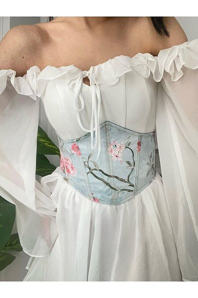 Alessia Vintage Floral Pattern - Back Lace-up Corset Belt